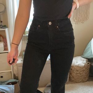 Black straight leg jeans